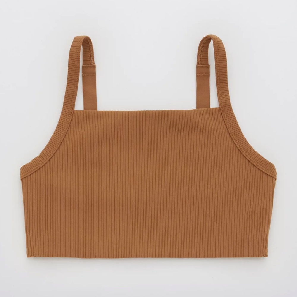 OFFLINE By Aerie Ribbed Square Neck Sports Bra in Cedar Expedition - Picture 7 of 9